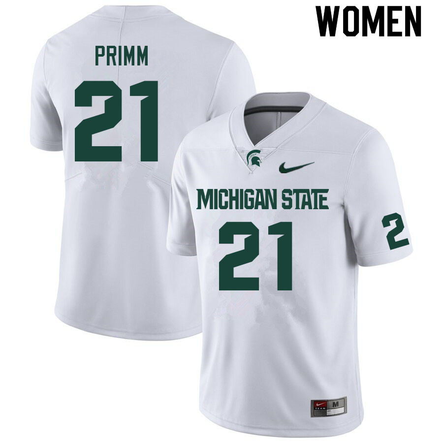 Women #21 Davion Primm Michigan State Spartans College Football Jerseys Sale-White